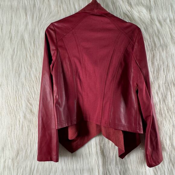 Kut From The Kloth Lincoln' Faux Leather Drape Front Jacket Mix Media Wine Red S - Picture 5 of 8